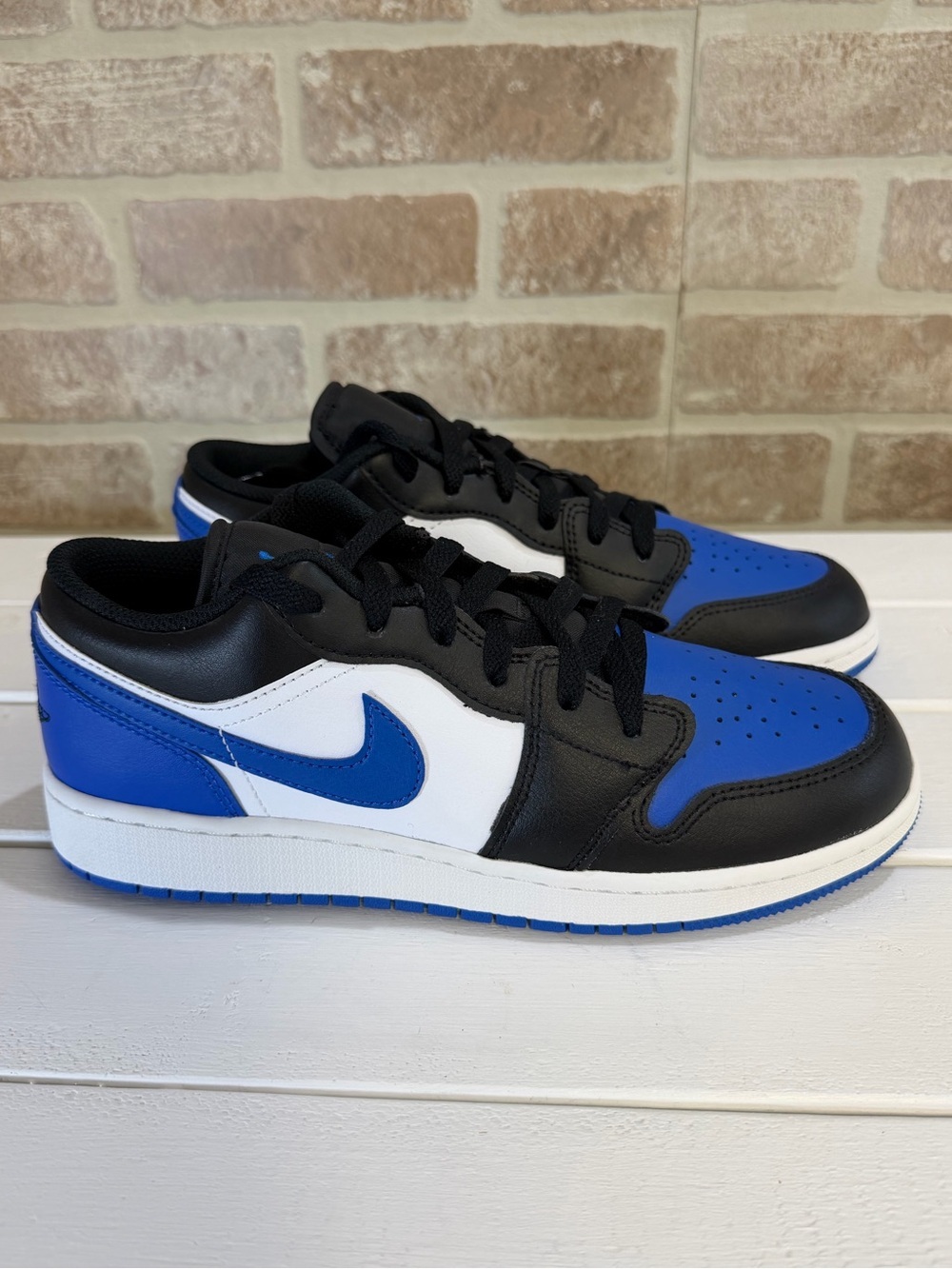 Nike Air Jordan 1 Low Black White Game Royal Blue Sneakers Youth 7Y Women’s 8.5